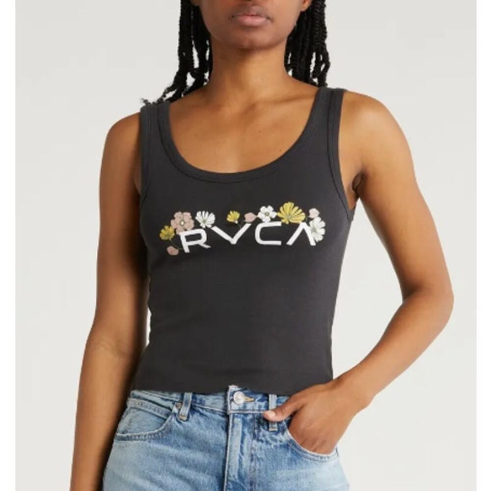 RVCA | Black "Flower Power" Floral Design Soft Baby Tee Tank Top